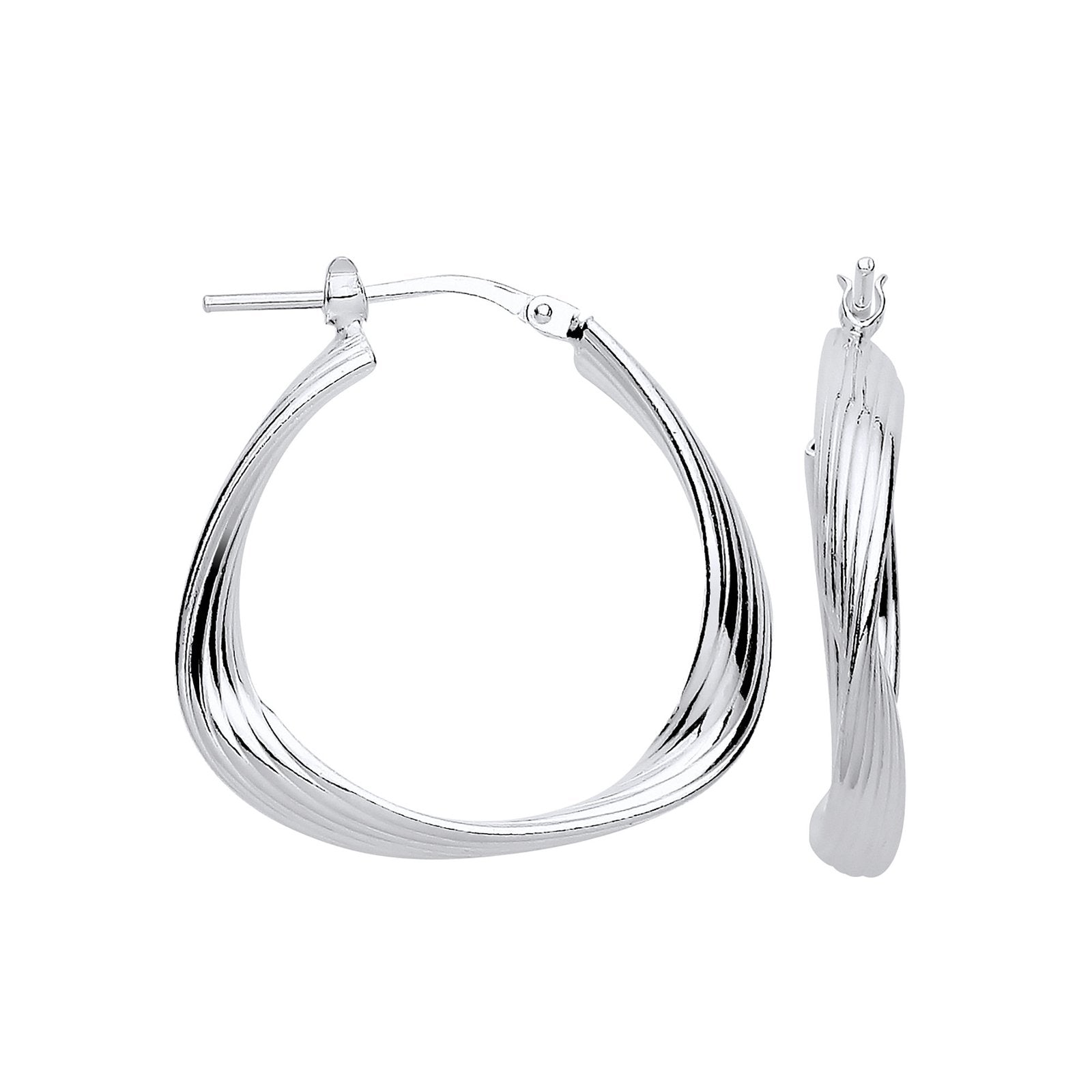 Silver Triangle 26mm Twisted Hoop Earrings - Fine Ring - Certified Authentic - Swiss Made – Luxury Jewellery by Imperi